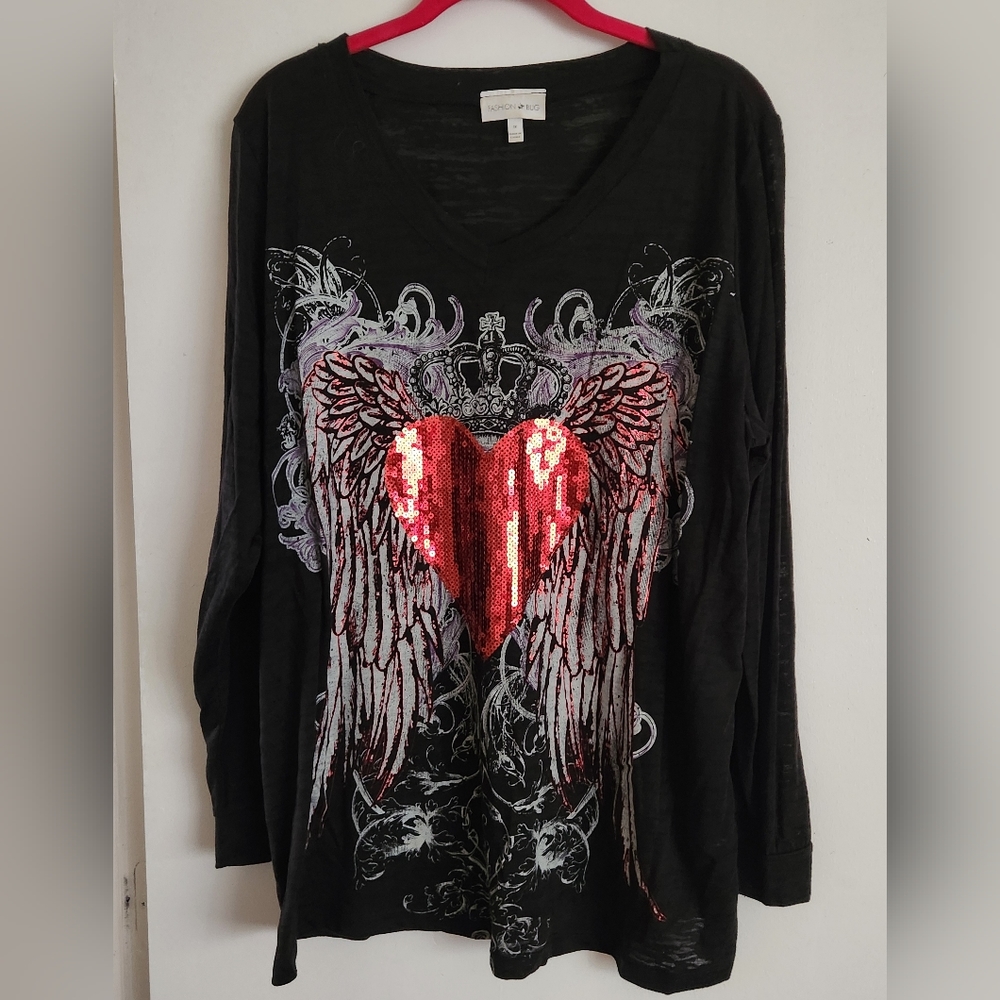 Fashion Bug, 1X, Black/Grey/Red